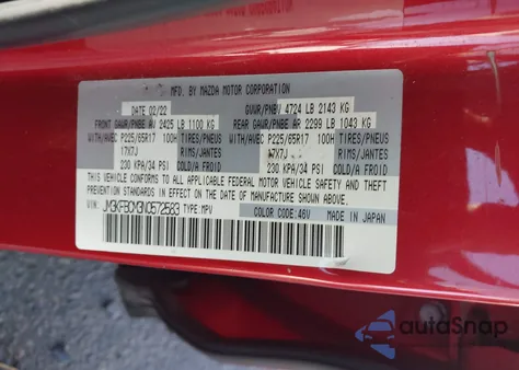 2022 Mazda Cx-5 2.5 S Preferred из США, поврежденный, VIN JM3KFBCM3N0572583